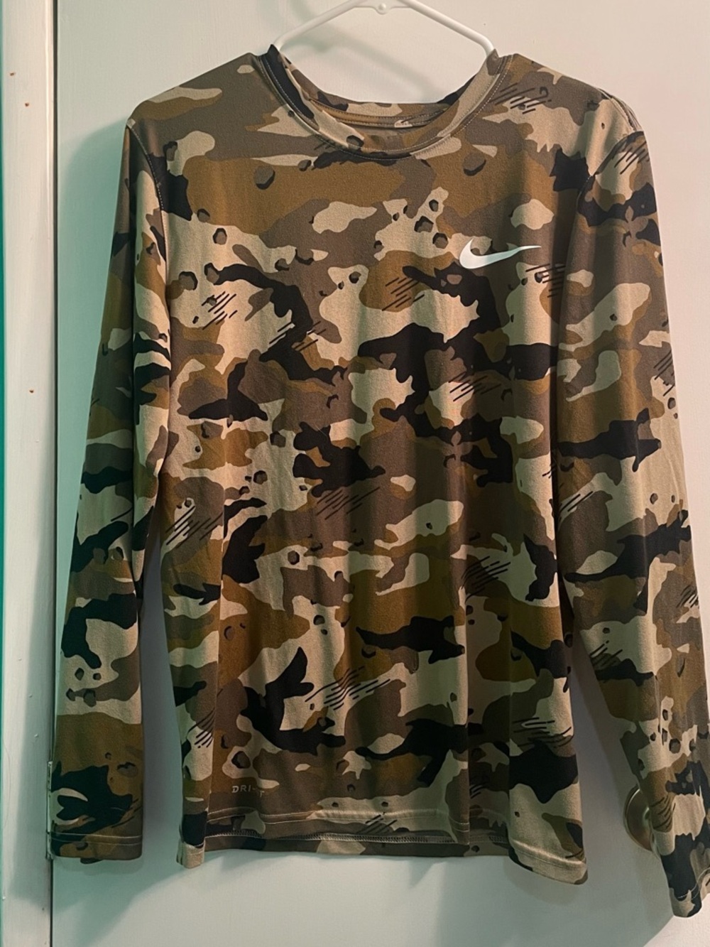 Nike Camo Long Sleeve Training Top - Olive, Brown, Black